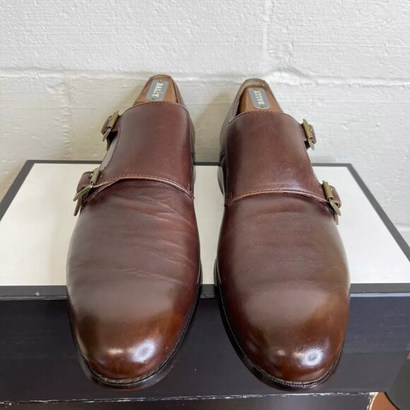 Neiman Marcus Double Monk Strap Brown Leather Dress Shoes Men's Size 9 M - Picture 1 of 9